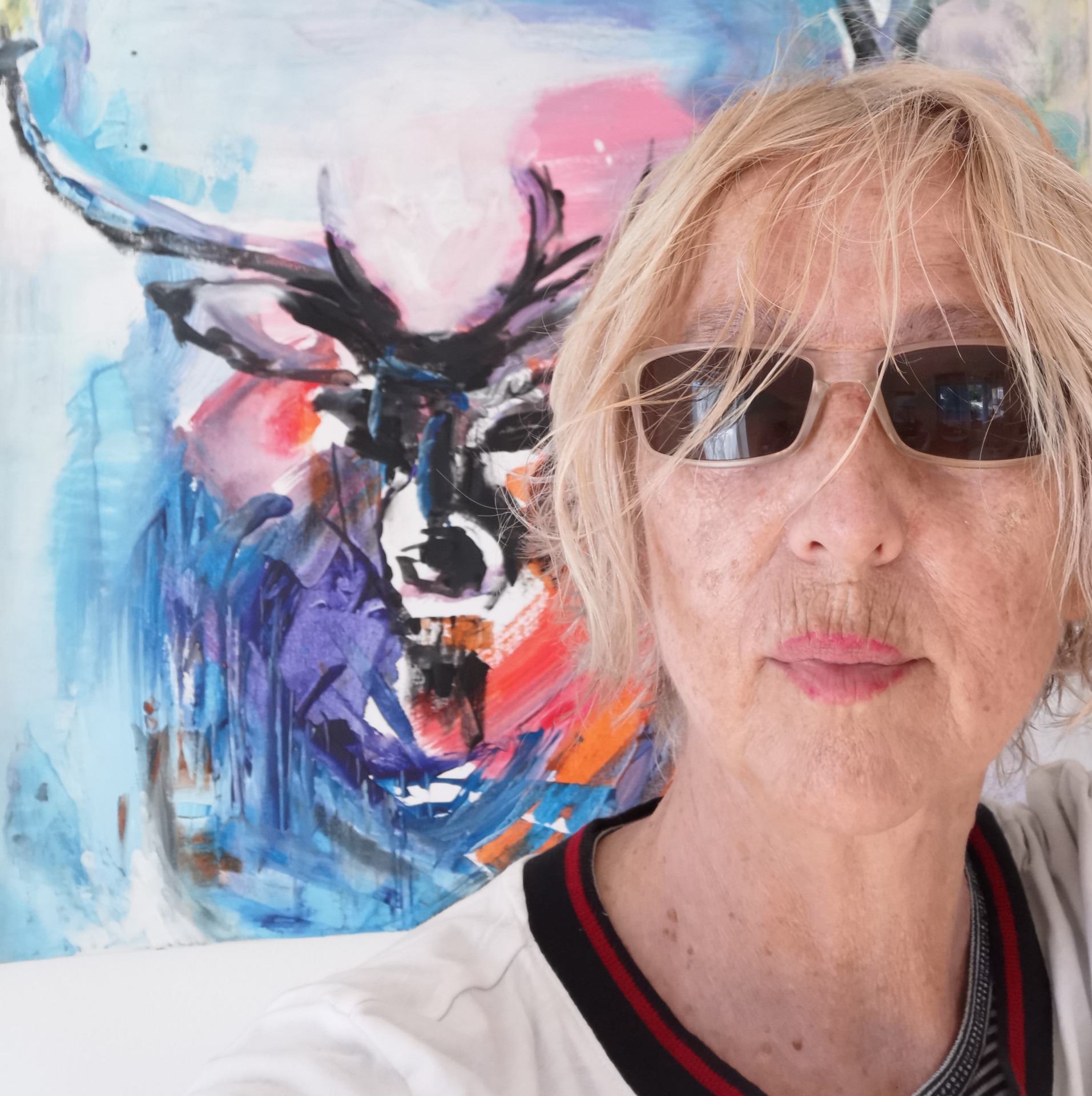 "Hirschkuss"ca 70x90cm, " I love it,"Malerin aus Wien